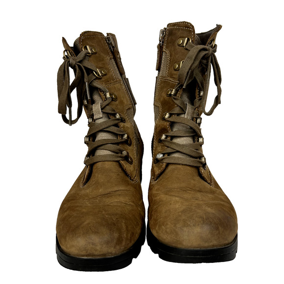 Sorel Emelie Conquest Boots Womens 7.5 Brown Combat Leather Utility Gorpcore - Picture 2 of 9